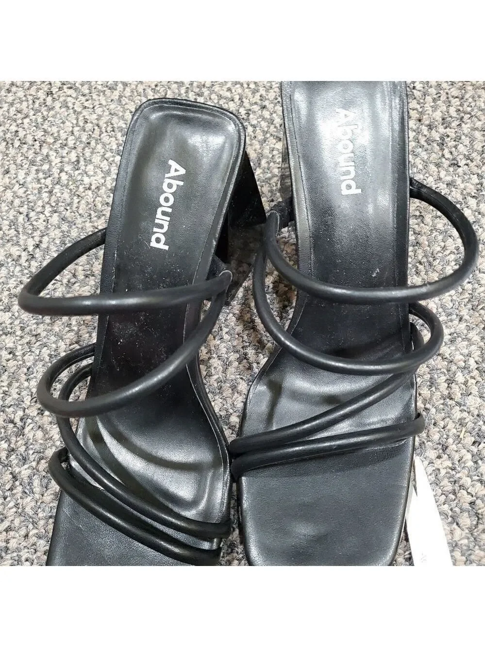 Abound Black Strappy Block Heel Mules Size 9
